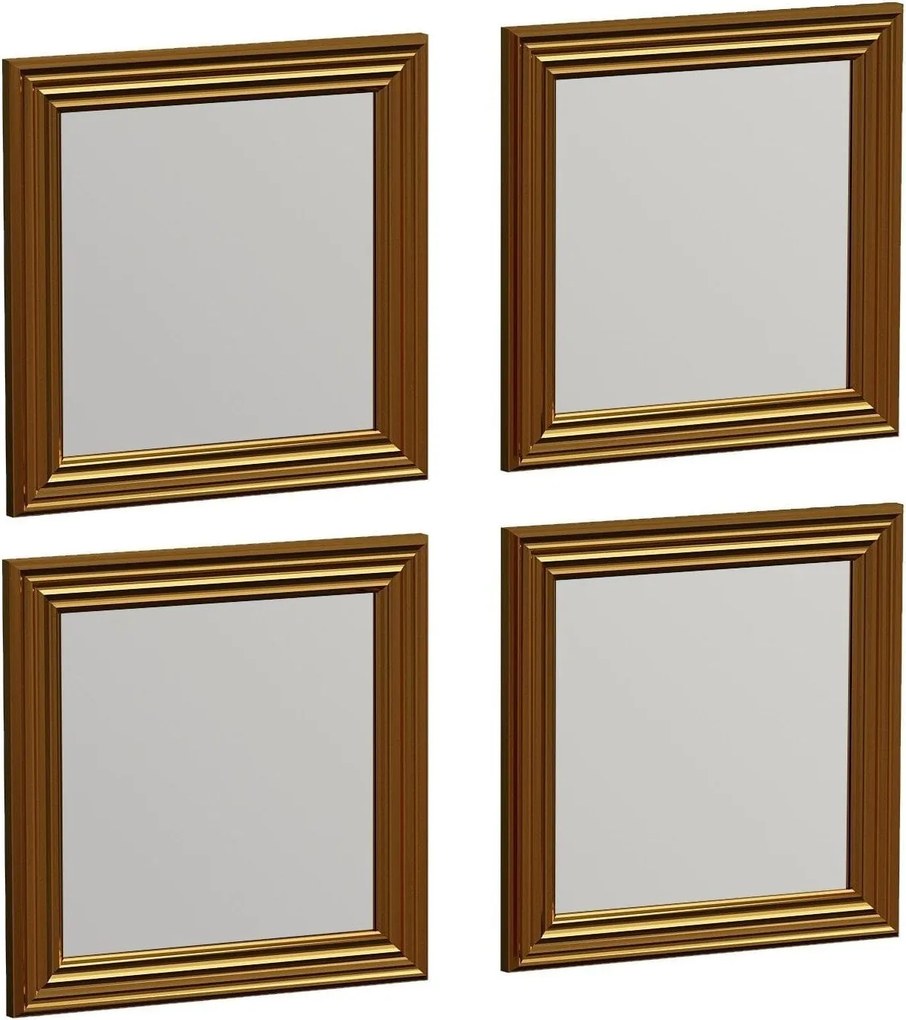 Set 4 oglinzi LOZA, auriu, 40x40 cm