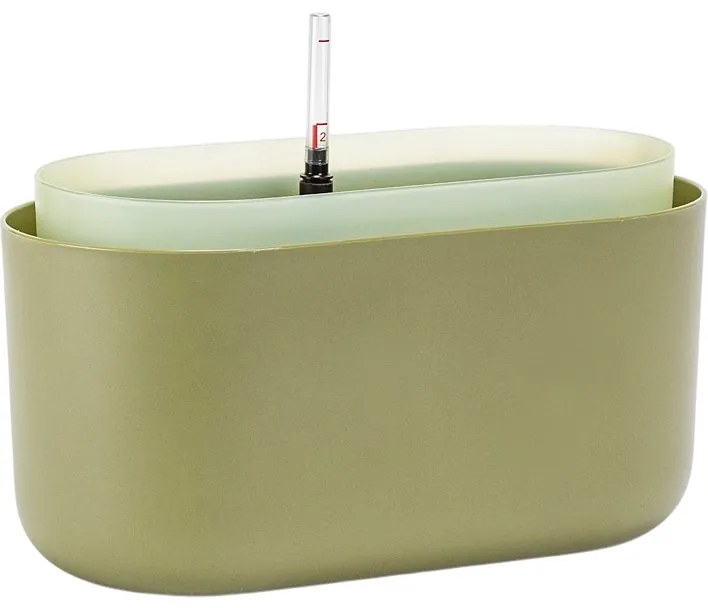 Jardinieră cu auto-irigare Plastia, verde,31 x 16 cm