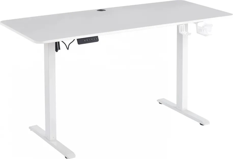 ELEVON WX-009 – Birou Reglabil Electric, Înălțime Reglabilă 72–118 cm, Blat Monobloc PAL de Înaltă Densitate 15 mm, Cadru Metalic din Oțel 65×45 mm, Panou Electronic, 140 × 60 cm, Alb