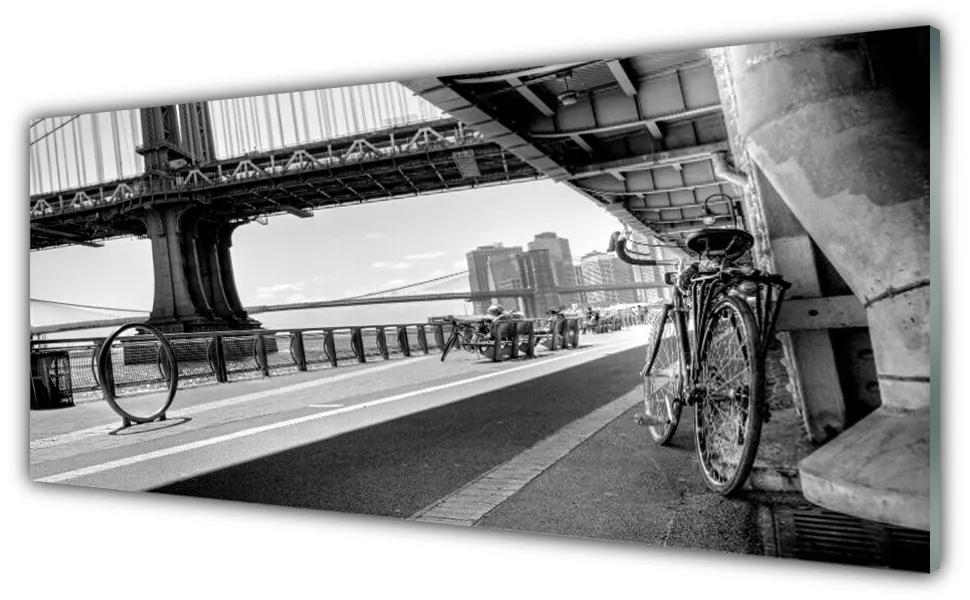 Tablou pe sticla Bridge Road Bike Arhitectura Gray