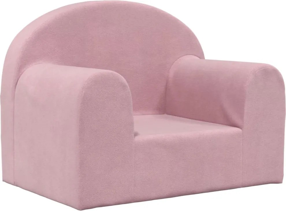 vidaXL Canapea pentru copii, roz, pluș moale
