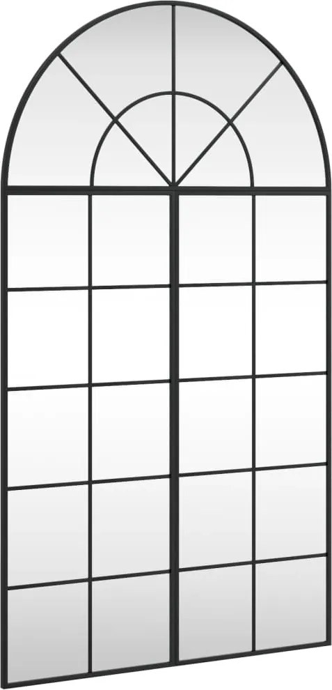vidaXL Oglindă de perete, negru, 80x140 cm, arcuită, fier