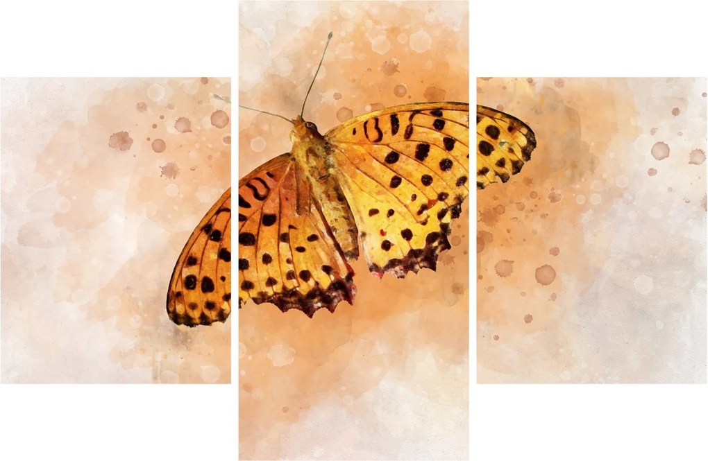 Tablou - Fluture portocaliu, aquarelă (90x60 cm)