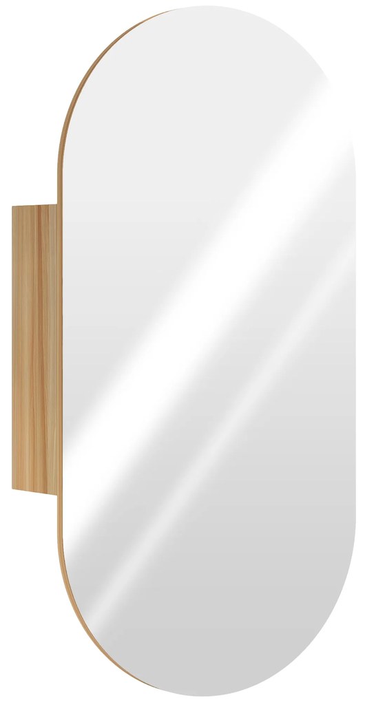 HOMCOM Dulap cu oglindă pentru baie, montare pe perete, oval, 45 x 90 cm, modern, fără rame, lemn natural | Aosom Romania