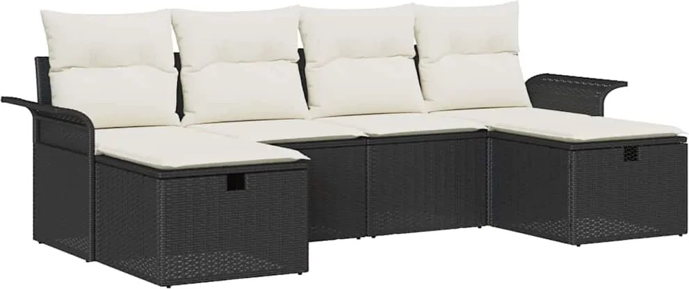 vidaXL Set de canapele pentru grădină cu pernă 6 pcs Rattan poli