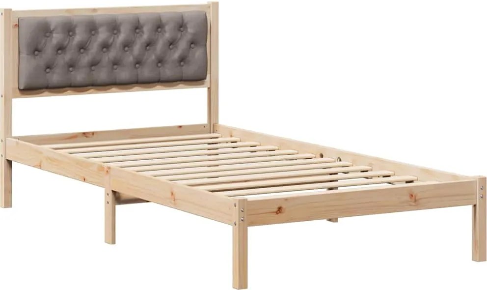 vidaXL Cadru de pat Gri taupe 100 x 200 cm Lemn de pin masiv