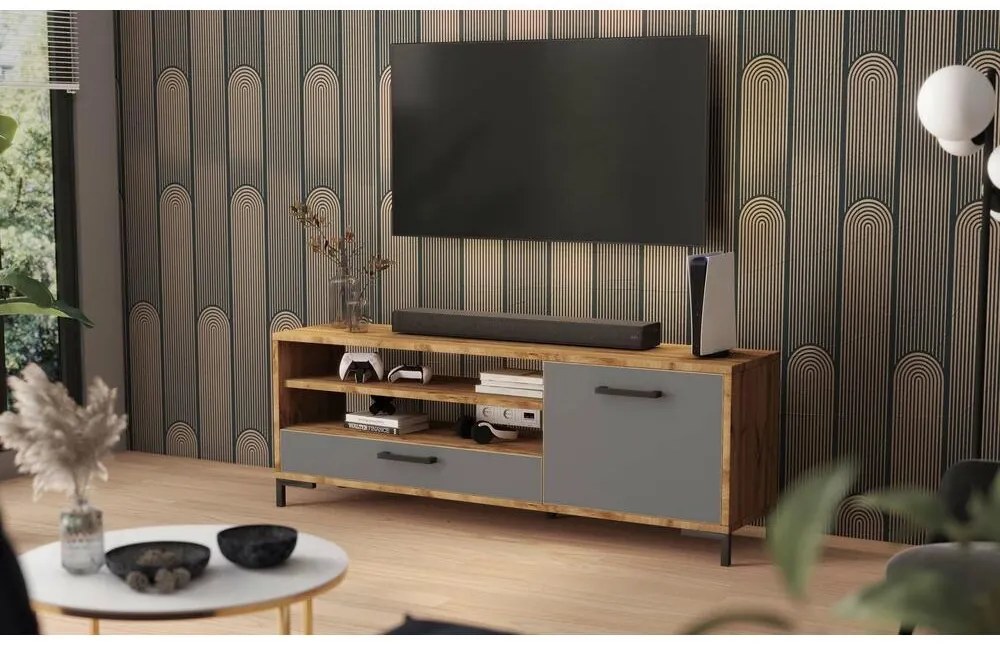 Dulap TV Cascade  (stejar lancaster + gri). 1098747