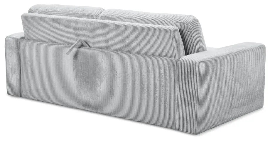 Canapea gri deschis extensibilă cu tapițerie din catifea reiată 195 cm Nona – Makamii