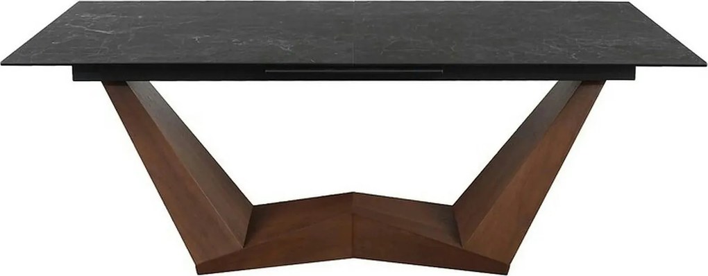 Masa extensibila BONUCCI, negru cu efect de marmura/maro, 200/250x98x7