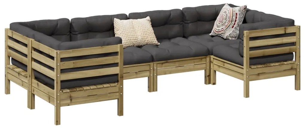 vidaXL Set canapele de grădină cu perne, 6 piese, lemn de pin tratat