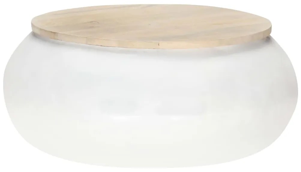 Masuta de cafea, alb, 68x68x30 cm, lemn masiv de mango 1, Alb, Lemn masiv de mango