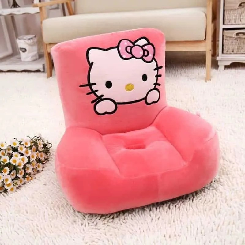 Fotoliu din plus pentru bebelusi cu spatar, Hello Kitty, 50 cm, Roz, FPS-63