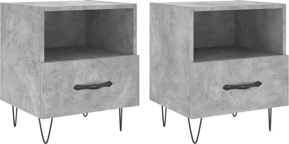 vidaXL Noptiere, 2 buc., gri beton, 40x35x47,5 cm, lemn compozit