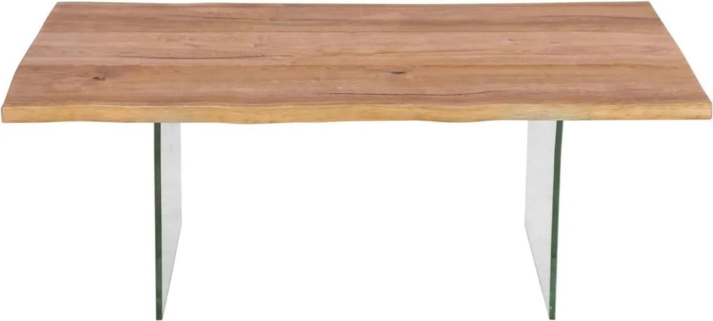Masă lemn masiv Dining Roger Stejar Picioare Sticlă 200/220/240/, 260 × 100 × 78 cm - 180x80
