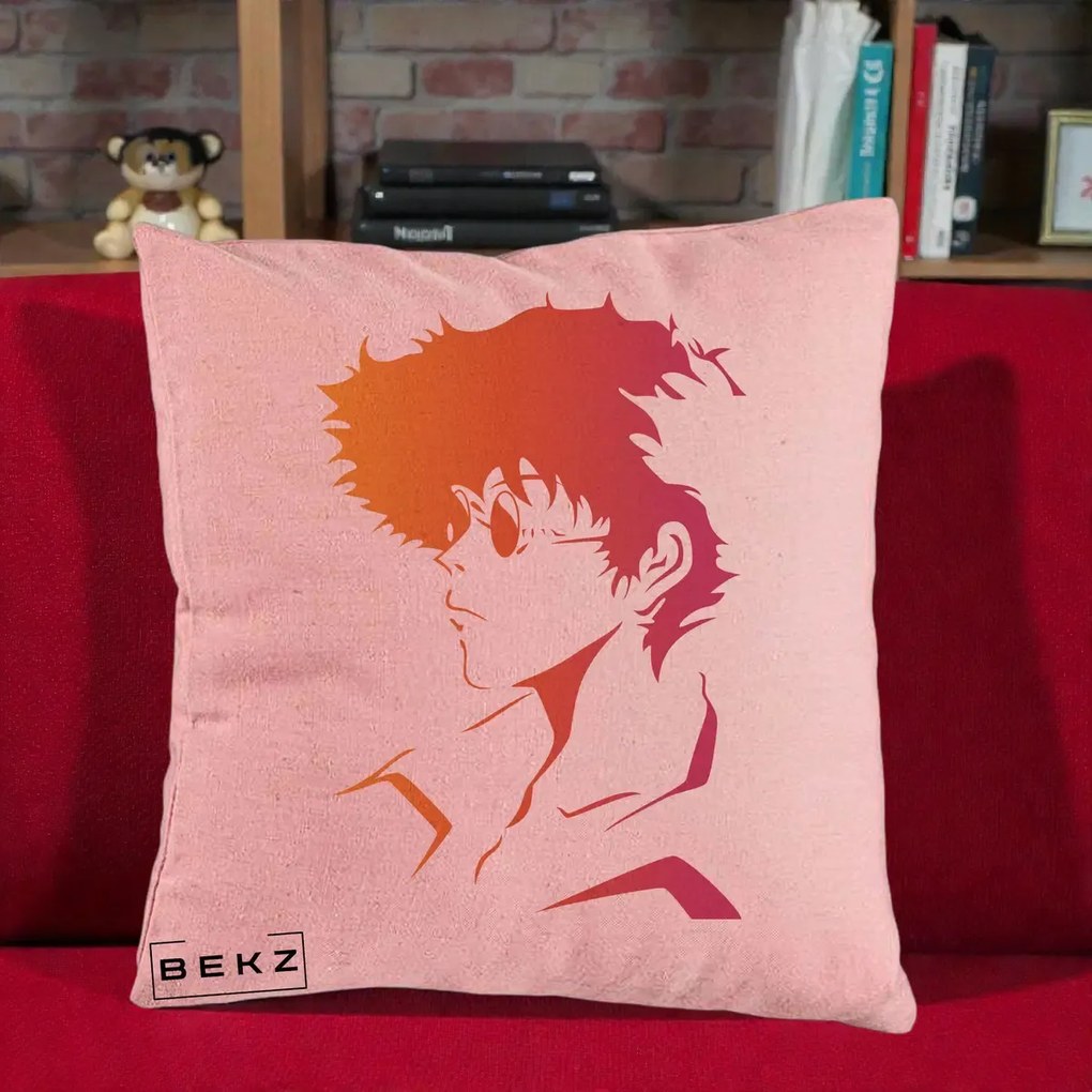 Perna Decorativa Cowboy Bebop Spike Silueta Gradient, 40x40 cm, Roz, Husa Detasabila, Perna Inclusa, BEKZ®
