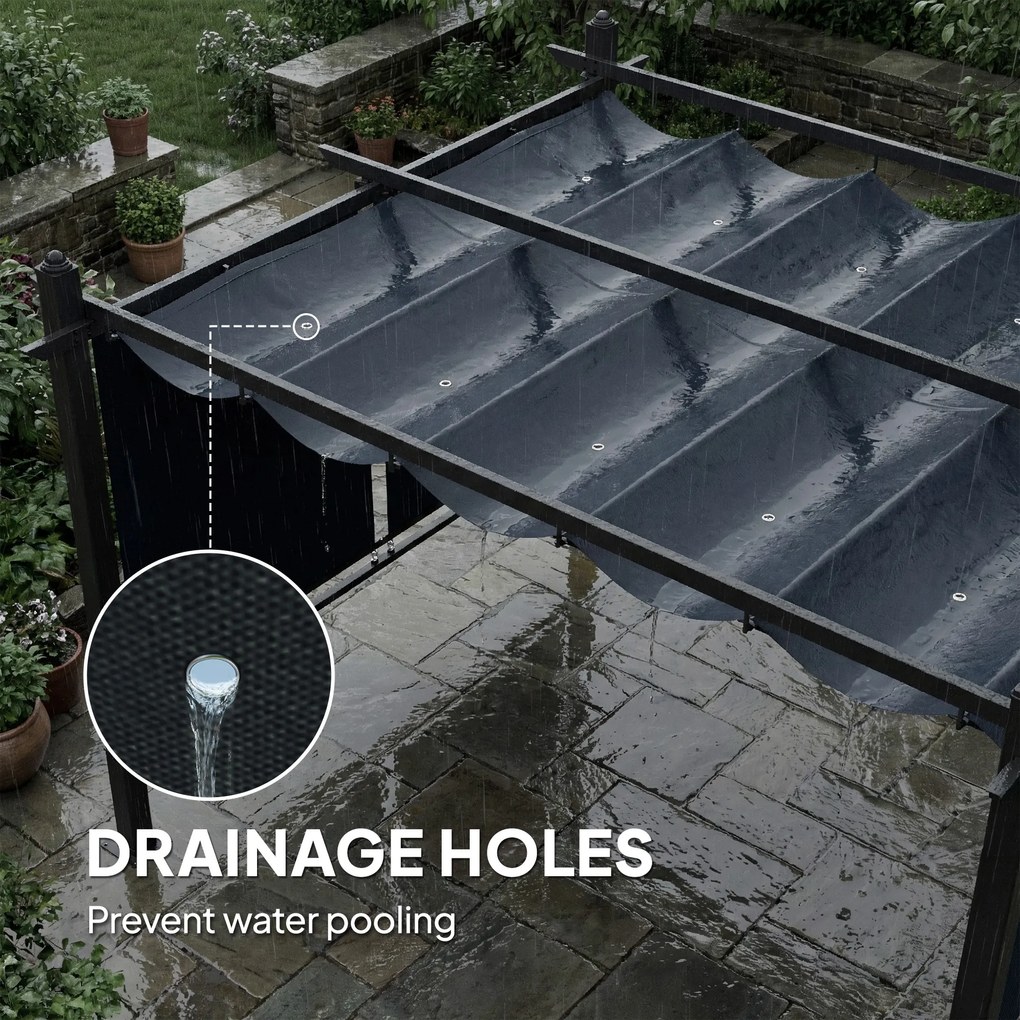 Outsunny Pergolă 3 x 4 m copertină pentru terasă cu acoperiș glisant, rulouri retractabile automat, protecție UV50+, cadru din aluminiu | Aosom Romania