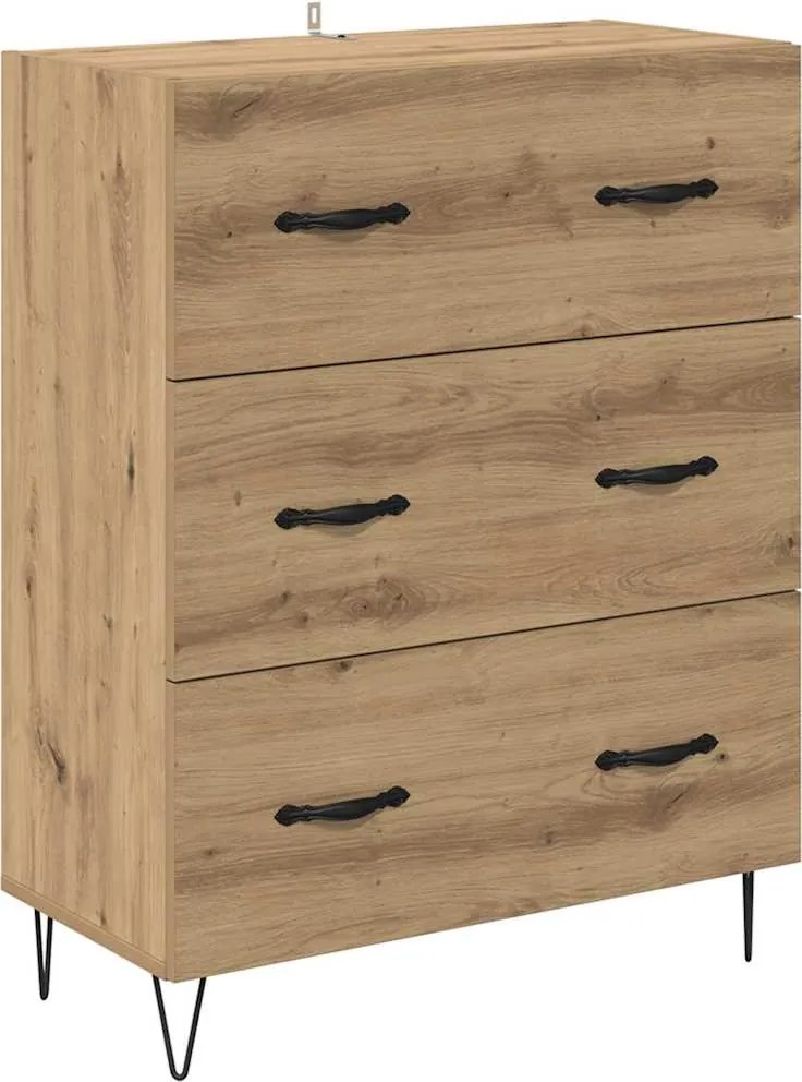 vidaXL Bufet cu sertar Stejar Artizanal 69,5 x 34 x 90 cm