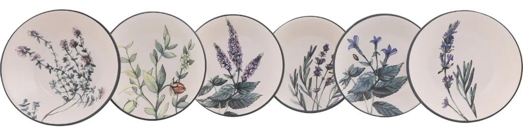 Set de 6 farfurii adânci din gresie ceramică Herbal 18 cm