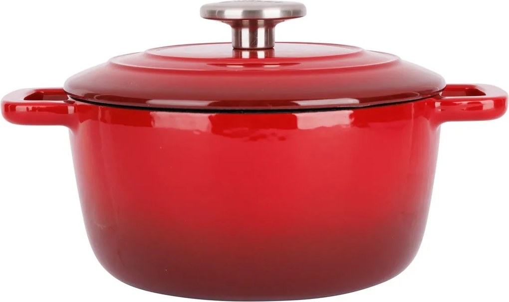 Oală fontă emailată cu capac 20 cm 2,7 L Roșu tradițional Fontestic Cosy &amp; Trendy 9967501