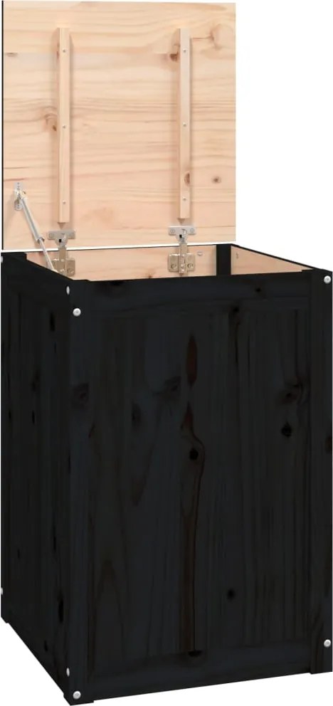 vidaXL Cutie de rufe, negru, 44x44x66 cm, lemn masiv de pin