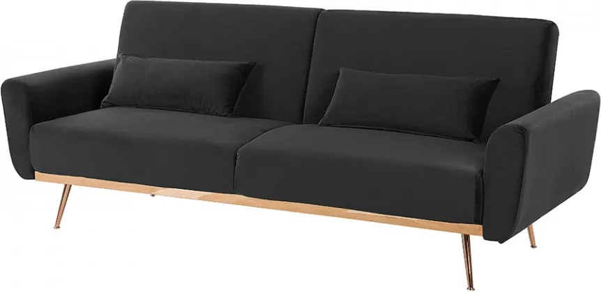 Canapea extensibilă din catifea neagră EINA, 210 x 86 cm