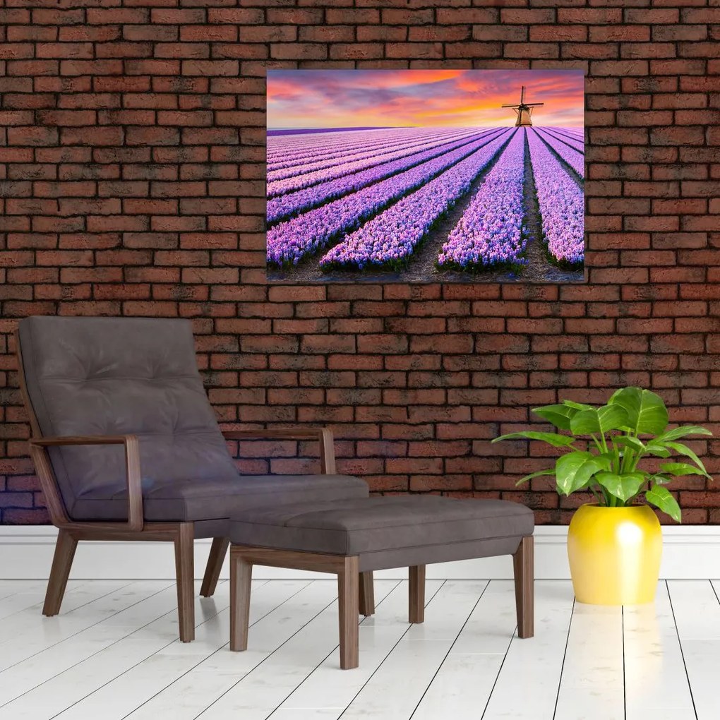 Tablou - ferma cu flori (90x60 cm)