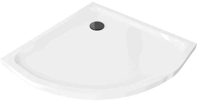 Mexen Flat cadă de duș semirotundă slim 80 x 80 cm, albă, sifon negru - 41108080B