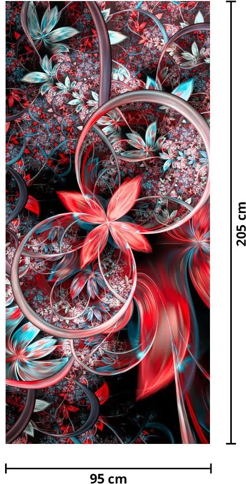 Fototapet pentru ușă - Abstract flori exotice (95x205cm)