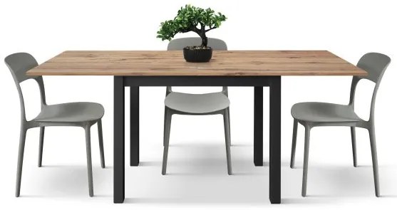 PAZZO DESIGN Masă extensibilă Giuliano, stejar rustic, melaminat, fabricată în Italia, bază neagră, 90 x 90 x 76,5 cm | Aosom Romania