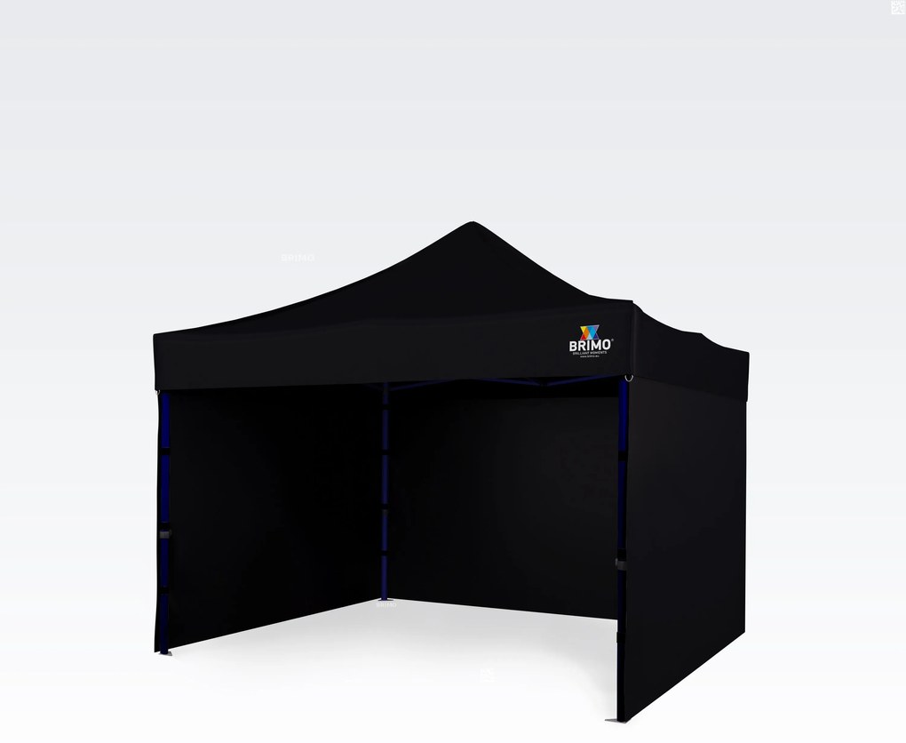 Pavilion 3x3 m, cadru din oțel cu 3 pereți: cort de lucru pentru meșteșugari - cu 3 pereți - Negru