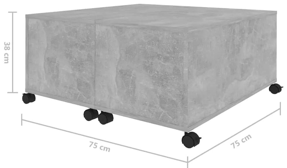 Masuta de cafea, gri beton , 75x75x38 cm , PAL 1, Gri beton