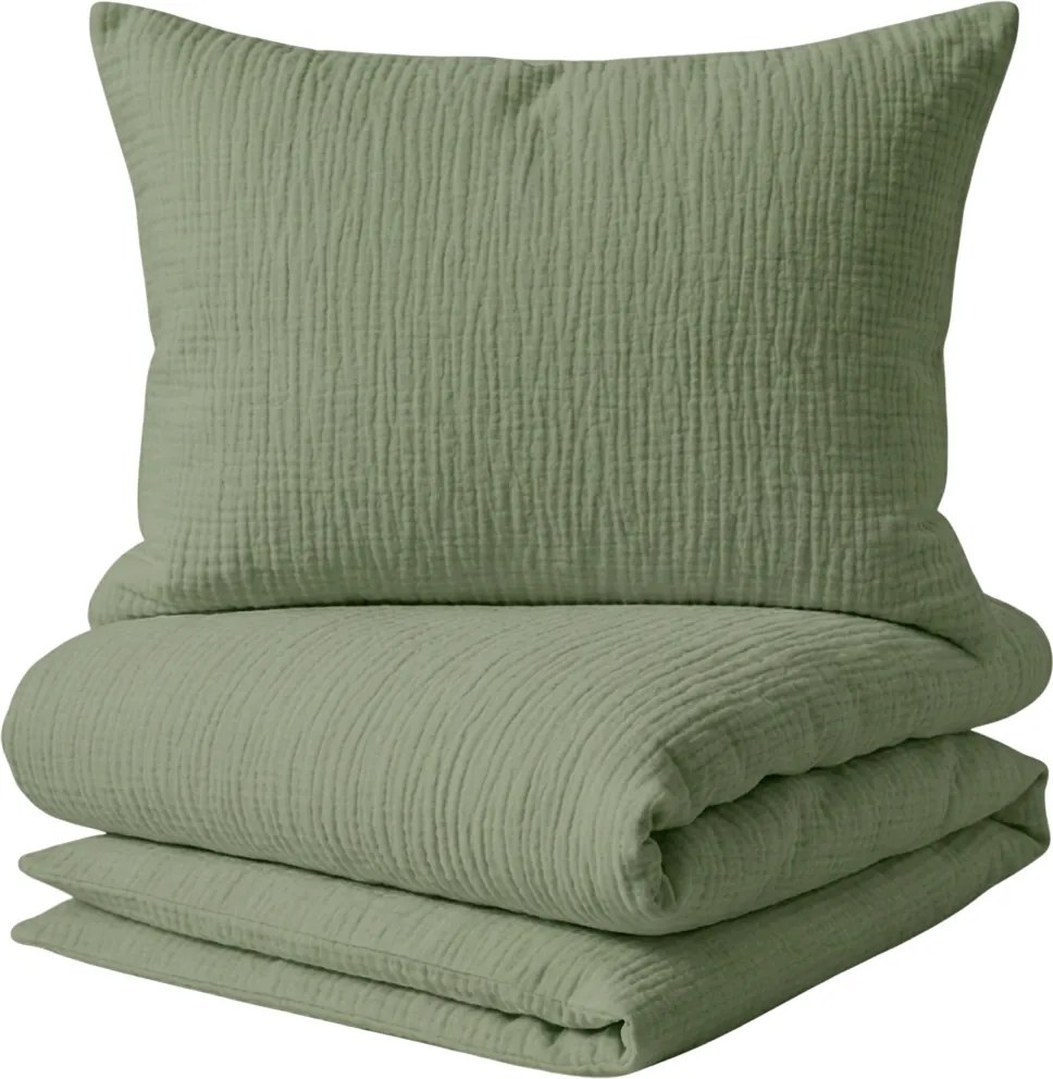 Lenjerie de pat musselin MUSSARI verde oliv Dimensiune lenjerie de pat: 70 x 90 cm | 140 x 200 cm
