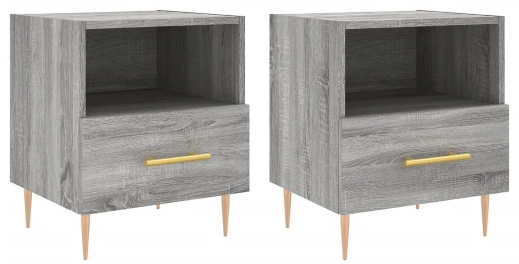 827417 vidaXL Noptiere, 2 buc., gri sonoma, 40x35x47,5 cm, lemn compozit