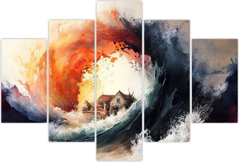 Tablou - În vârtejul potopului, acuarelă (150x105 cm)