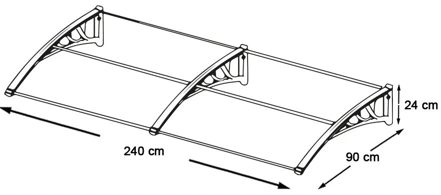 Marchiza copertina din policarbonat 240x90 cm-negru