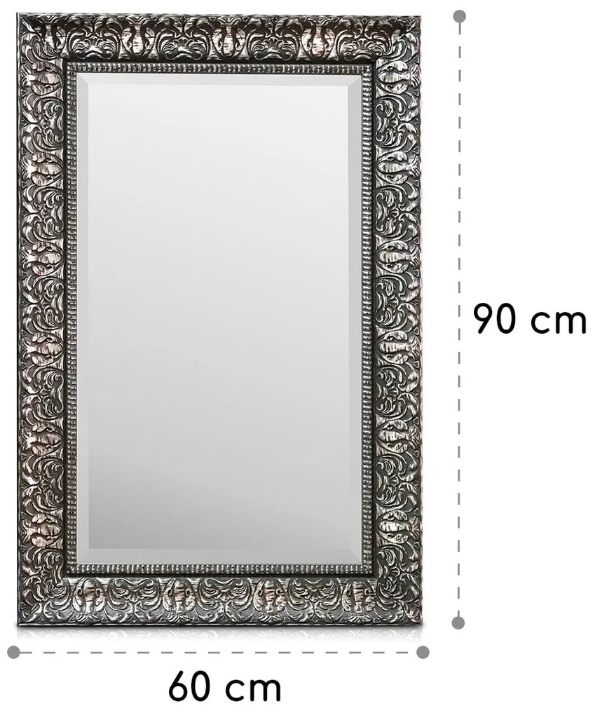 Manresa Oglindă de perete dreptunghiulară cu ramă din lemn 90 x 60 cm Vintage