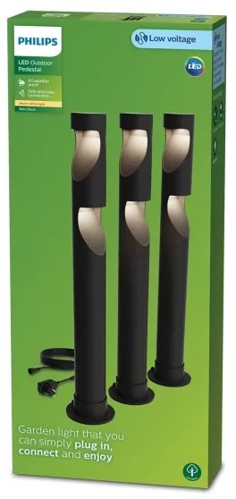 SET 3x lampă LED de exterior Philips GARDENLINK DESI LED/1,5W/230V 2700K IP44