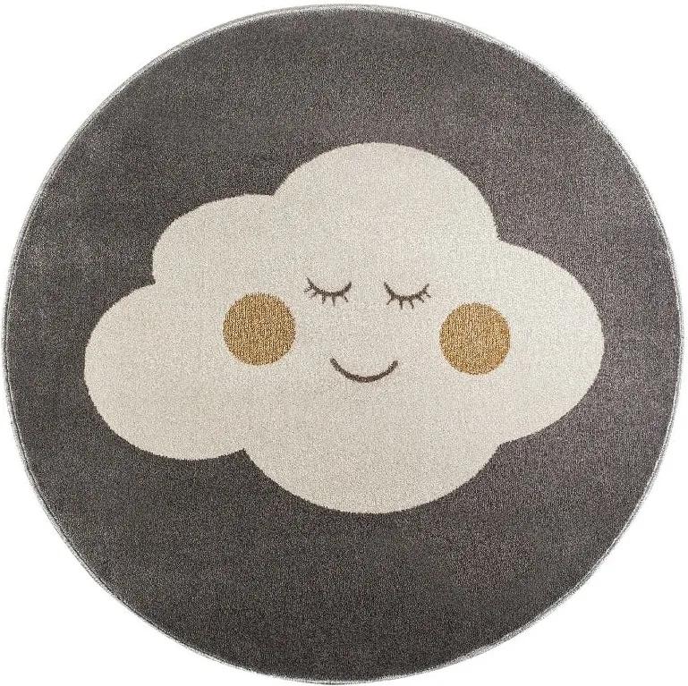 Covor rotund KICOTI Cloud, ø 100 cm, gri-alb