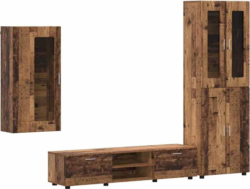 vidaXL Set comodă TV cu sertar cu raft FLORIN Lemn vechi Lemn compozit