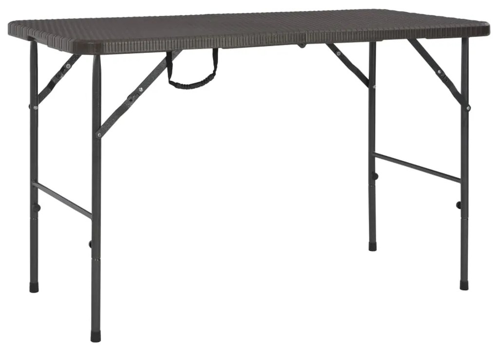 vidaXL Masă de grădină pliabilă, maro, 120x60x74, HDPE, aspect ratan