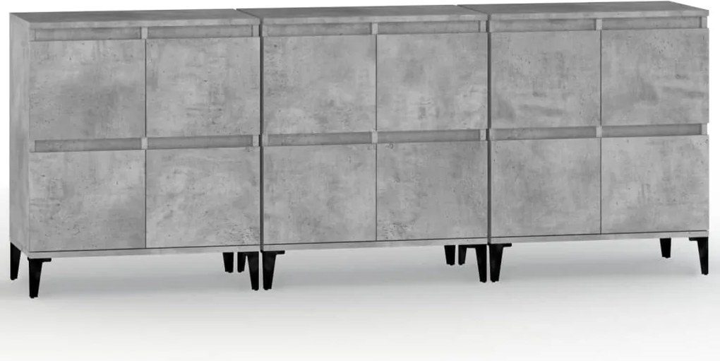vidaXL Dulapuri, 3 buc, gri beton, 60x35x70 cm, lemn prelucrat