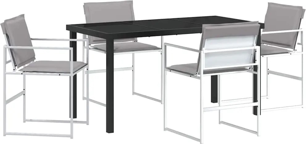vidaXL Set de masă pentru grădină 5 pcs Alb Oțel vopsit electrostatic