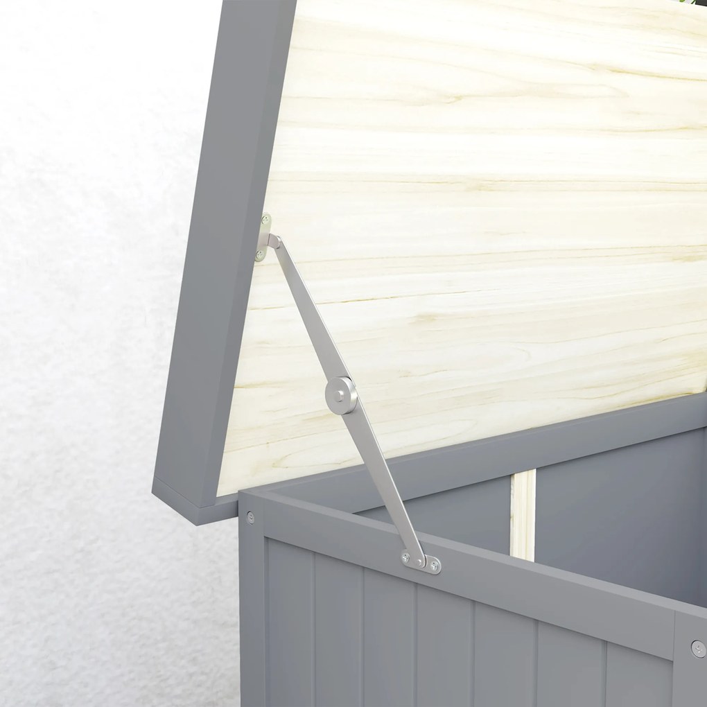 Outsunny Dulap de Exterior, Dulap pentru Ustensile cu Blat din Metal și Raft, Banc de Lucru din Lemn cu 2 Uși pentru Grădină, Terasă, Curte, Gri | Aosom Romania