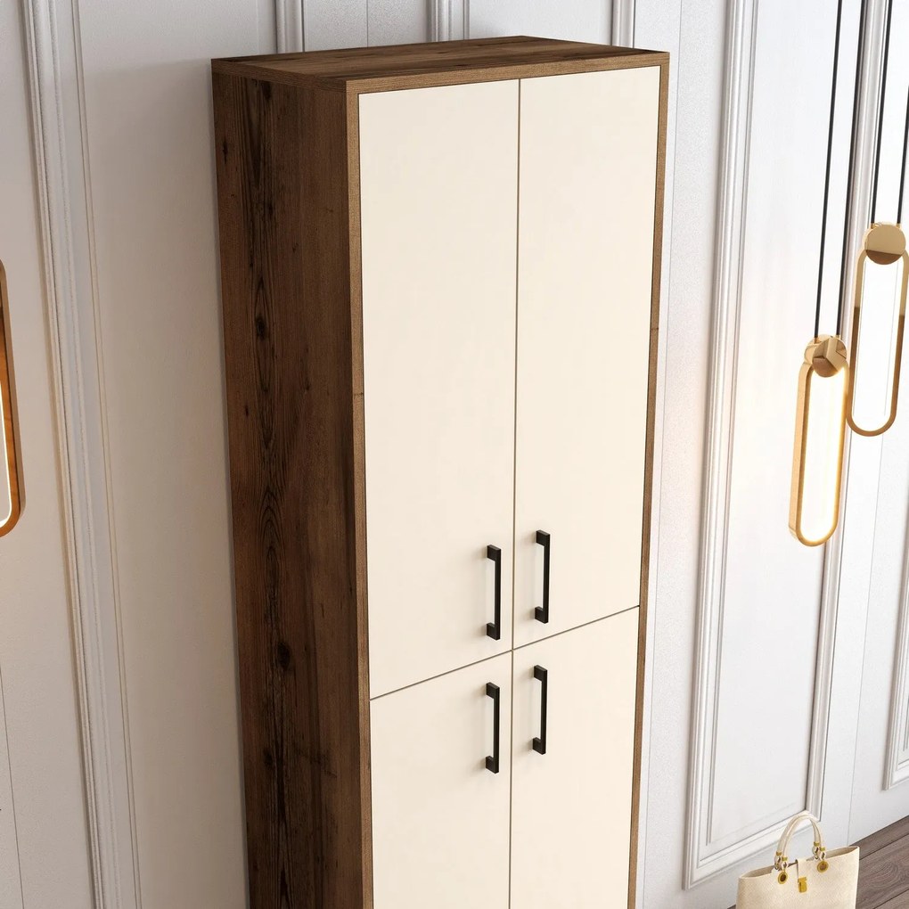 Comodă pentru pantofi Berlin A - Walnut, Cream