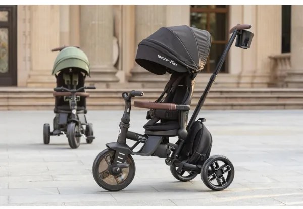 QPlay - Tricicletă COMFO MAX 7 în 1 pentru copii, neagră