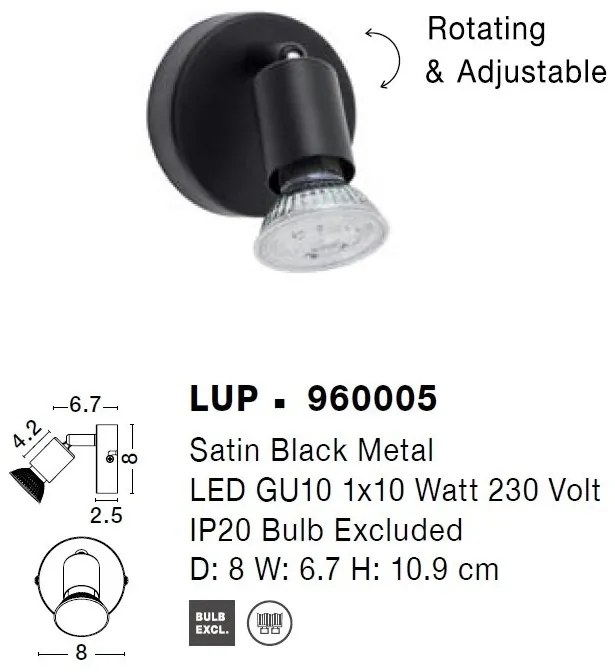 Aplica cu spot design minimalist LUP negru