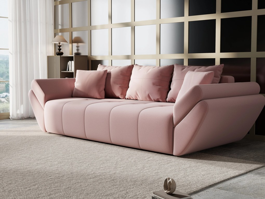 Canapea extensibilă dumonde cu ladă de depozitare si sezut confortabil din spuma high-density, Berlin Royal Pink 250x100 cm