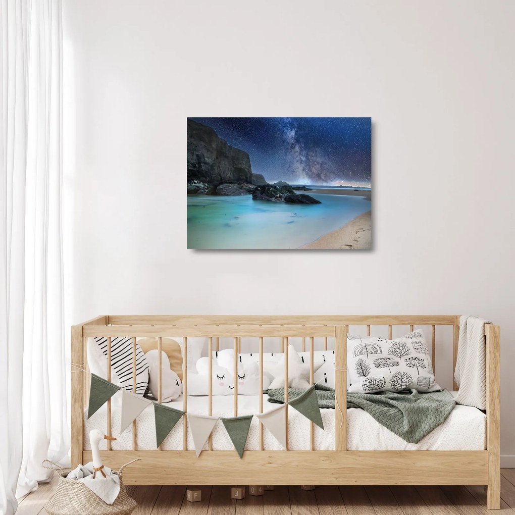 Tablou pe sticlă cu plaja (70x50 cm)