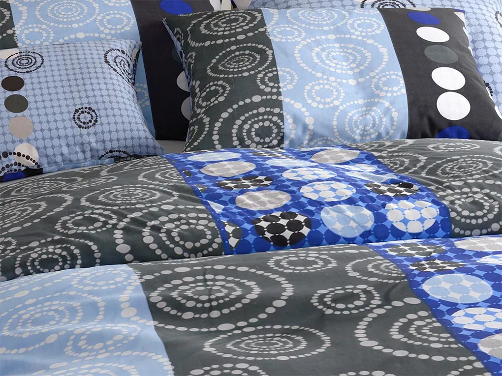 Lenjerie de pat din bumbac CERCURI ALBASTRU, albastru Dimensiune lenjerie de pat: 70 x 90 cm | 140 x 200 cm