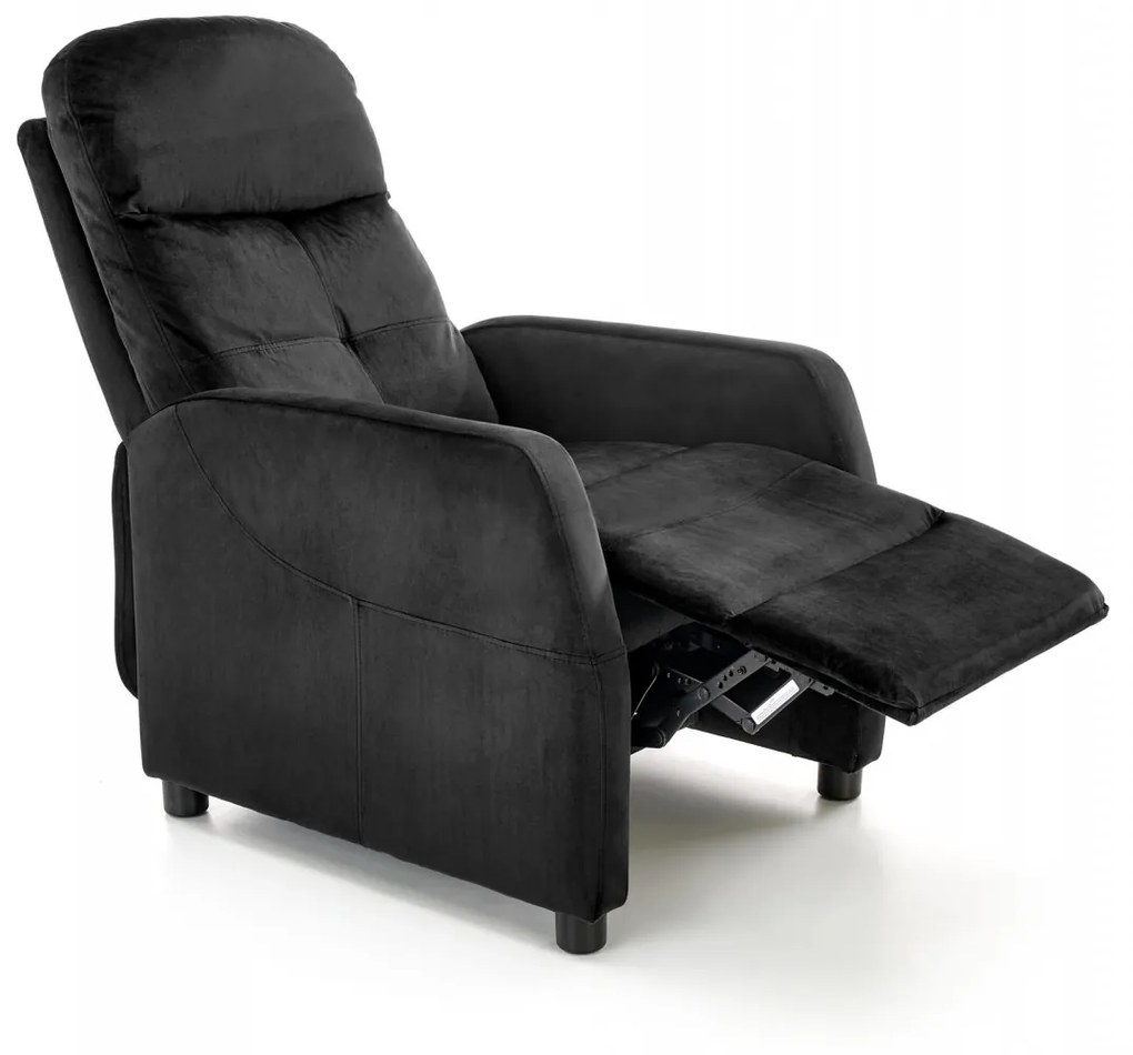 Fotoliu recliner Felipe 2 velvet negru H103 cm